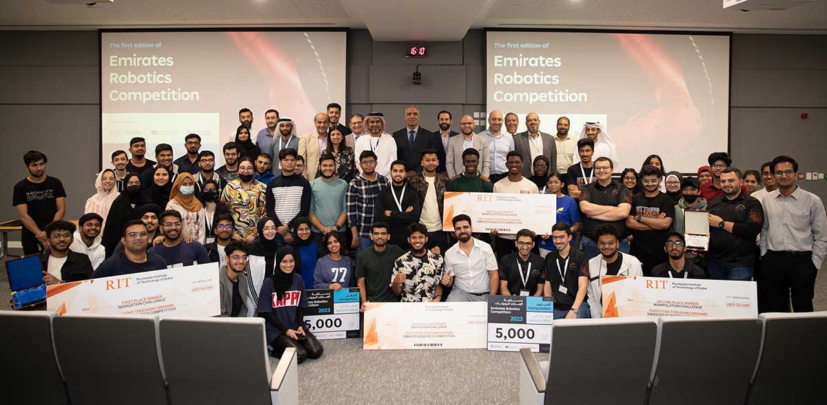 Group Photo of Emirates Robotics Competition winners